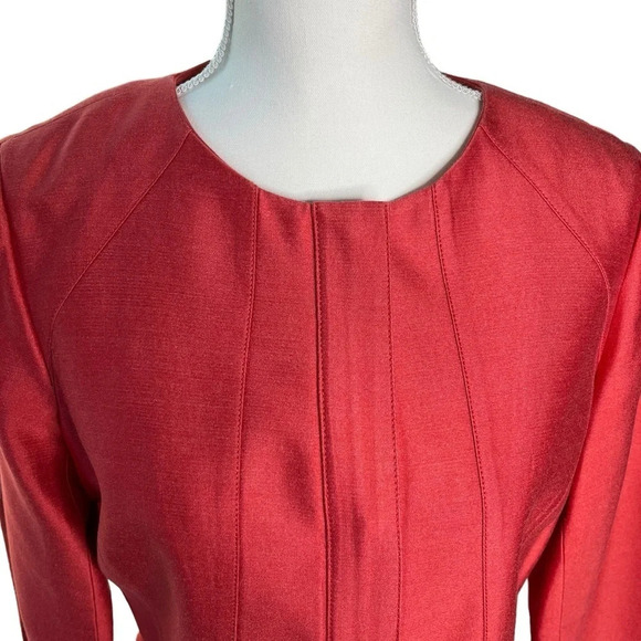 J. Crew Silk Cotton Blend Coral Scoop Neck Jacket Size Medium - Picture 3 of 16